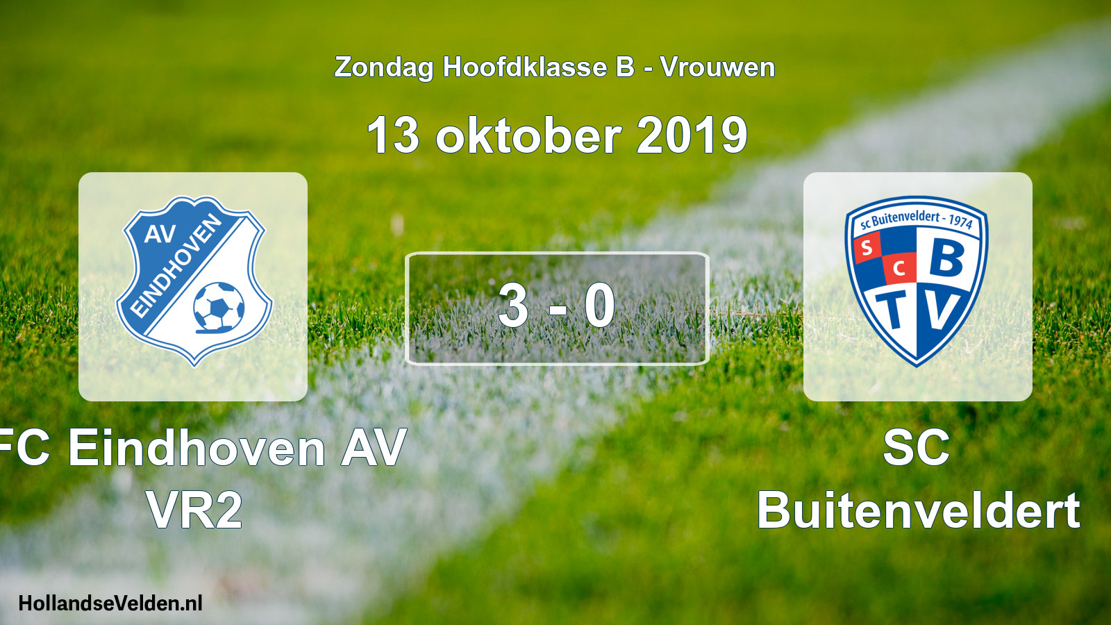 Gespeelde wedstrijd: FC Eindhoven AV VR2 - SC Buitenveldert 3 - 0 (13 oktober 2019)
