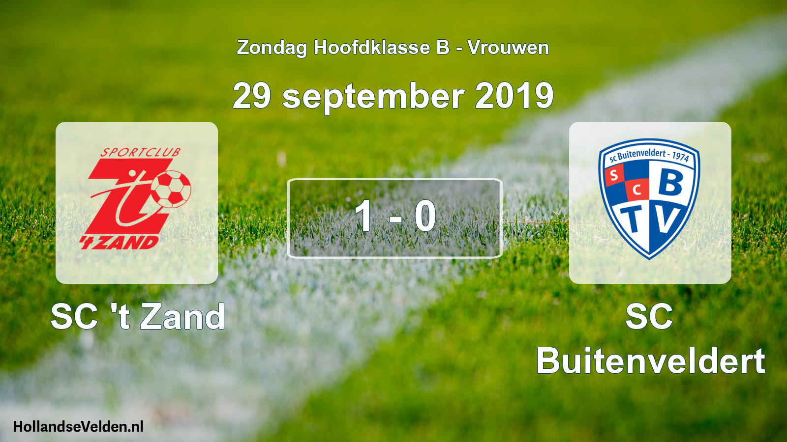 Gespeelde wedstrijd: SC 't Zand - SC Buitenveldert 1 - 0 (29 september 2019)