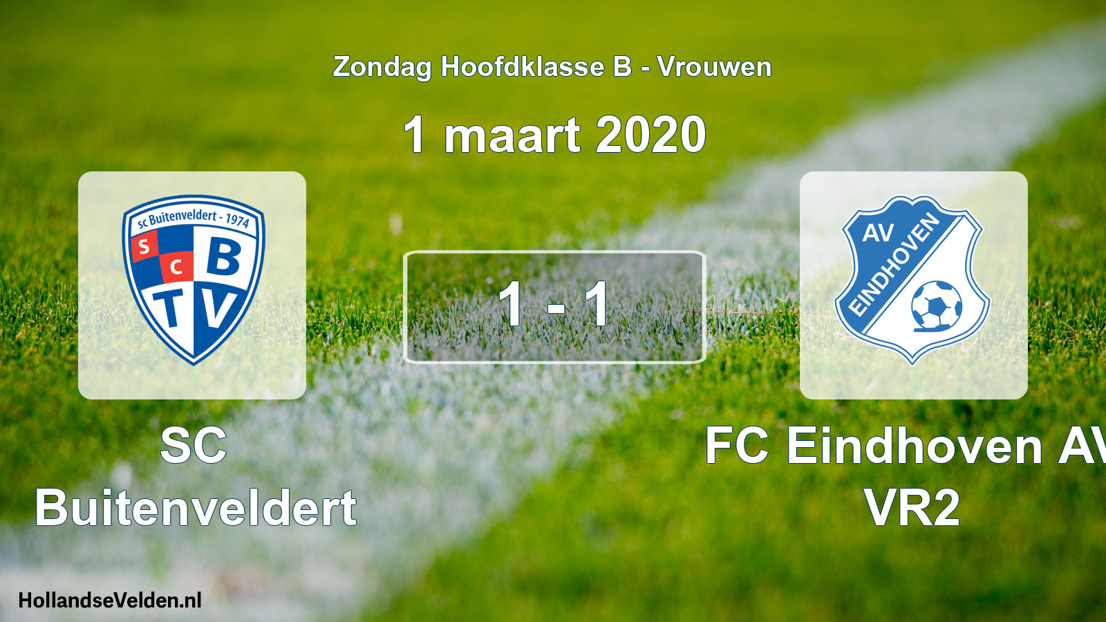 Gespeelde wedstrijd: SC Buitenveldert - FC Eindhoven AV VR2 1 - 1 (1 maart 2020)