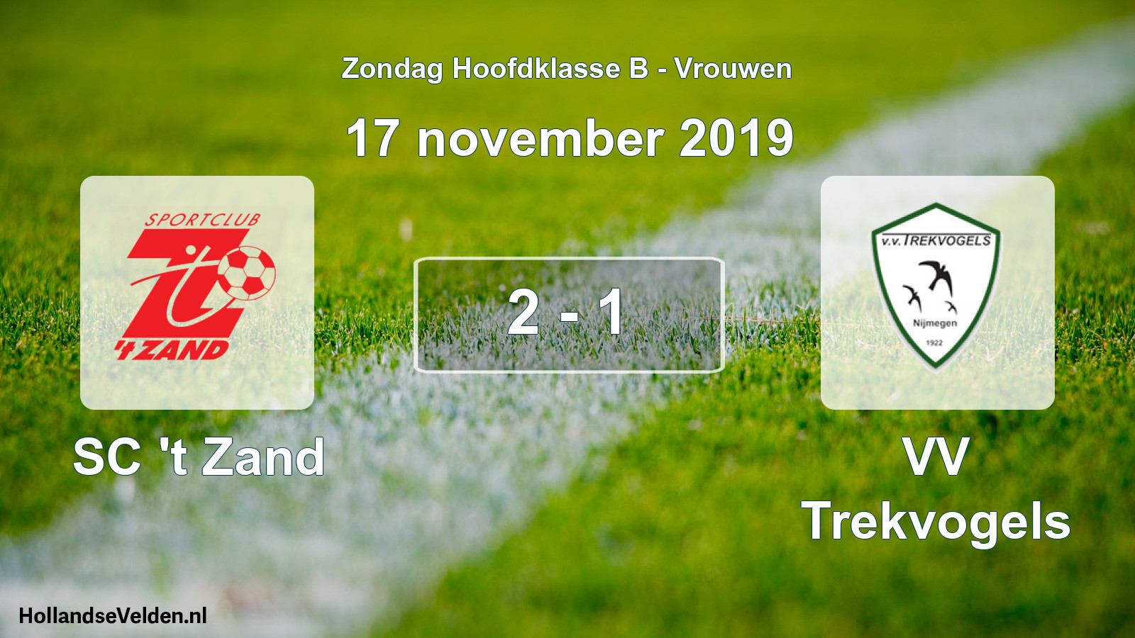 Gespeelde wedstrijd: SC 't Zand - VV Trekvogels 2 - 1 (17 november 2019)