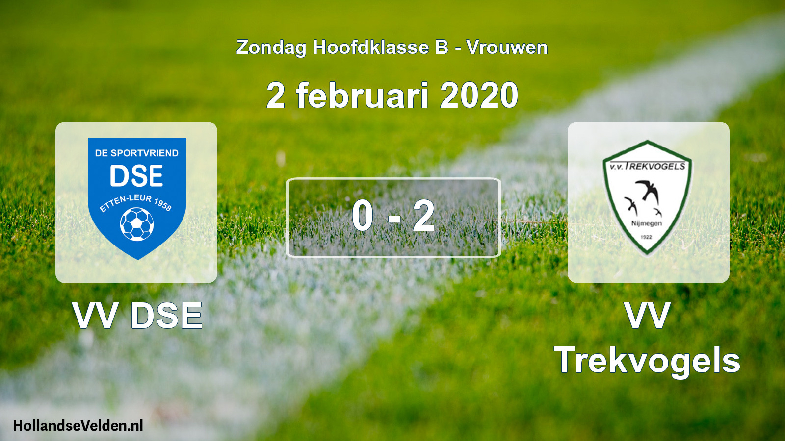 Gespeelde wedstrijd: VV DSE - VV Trekvogels 0 - 2 (2 februari 2020)