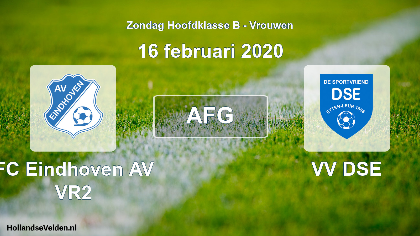 Geplande wedstrijd: FC Eindhoven AV VR2 - VV DSE (16 februari 2020)