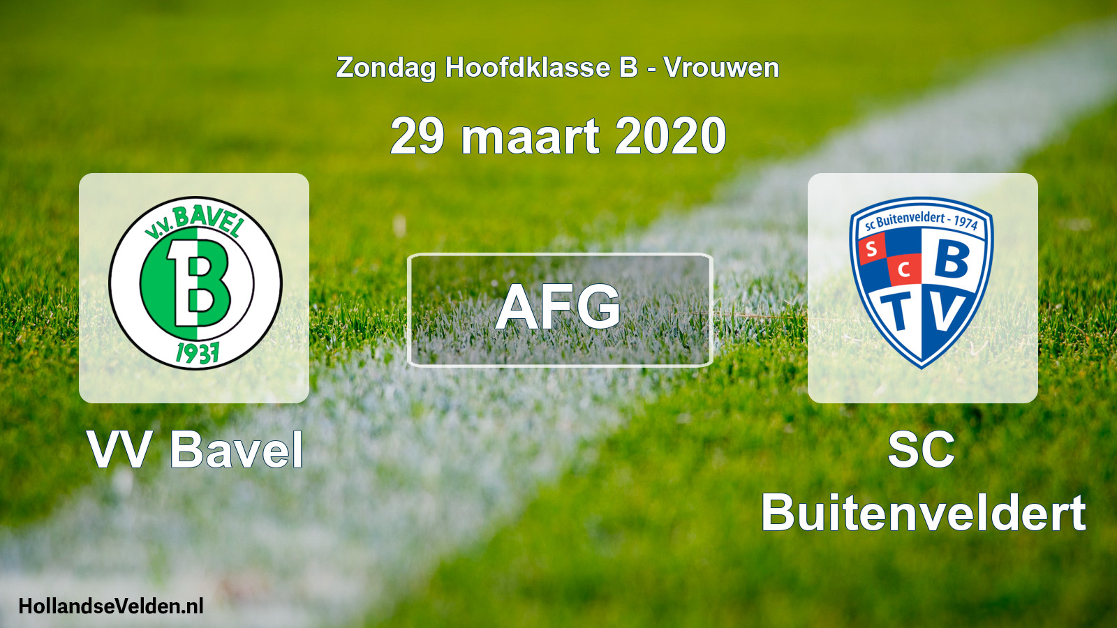 Geplande wedstrijd: VV Bavel - SC Buitenveldert (29 maart 2020)