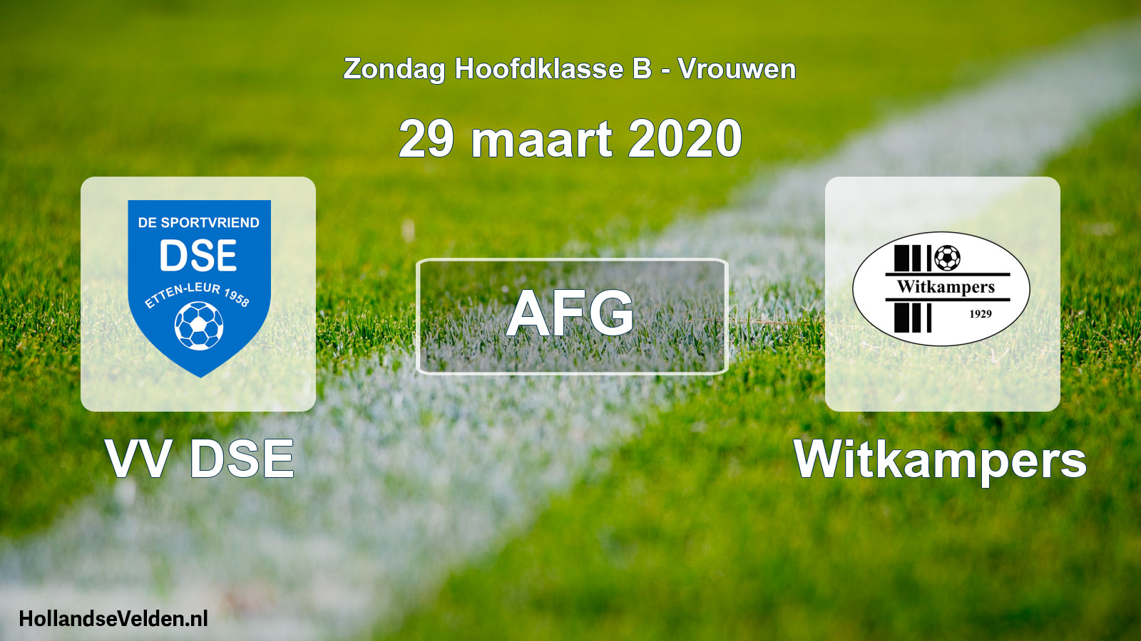 Geplande wedstrijd: VV DSE - Witkampers (29 maart 2020)