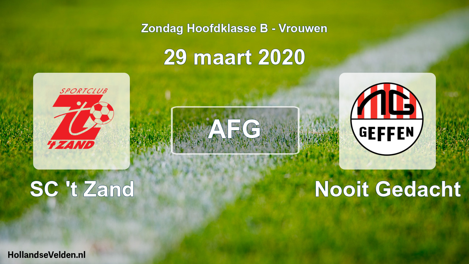 Geplande wedstrijd: SC 't Zand - Nooit Gedacht (29 maart 2020)