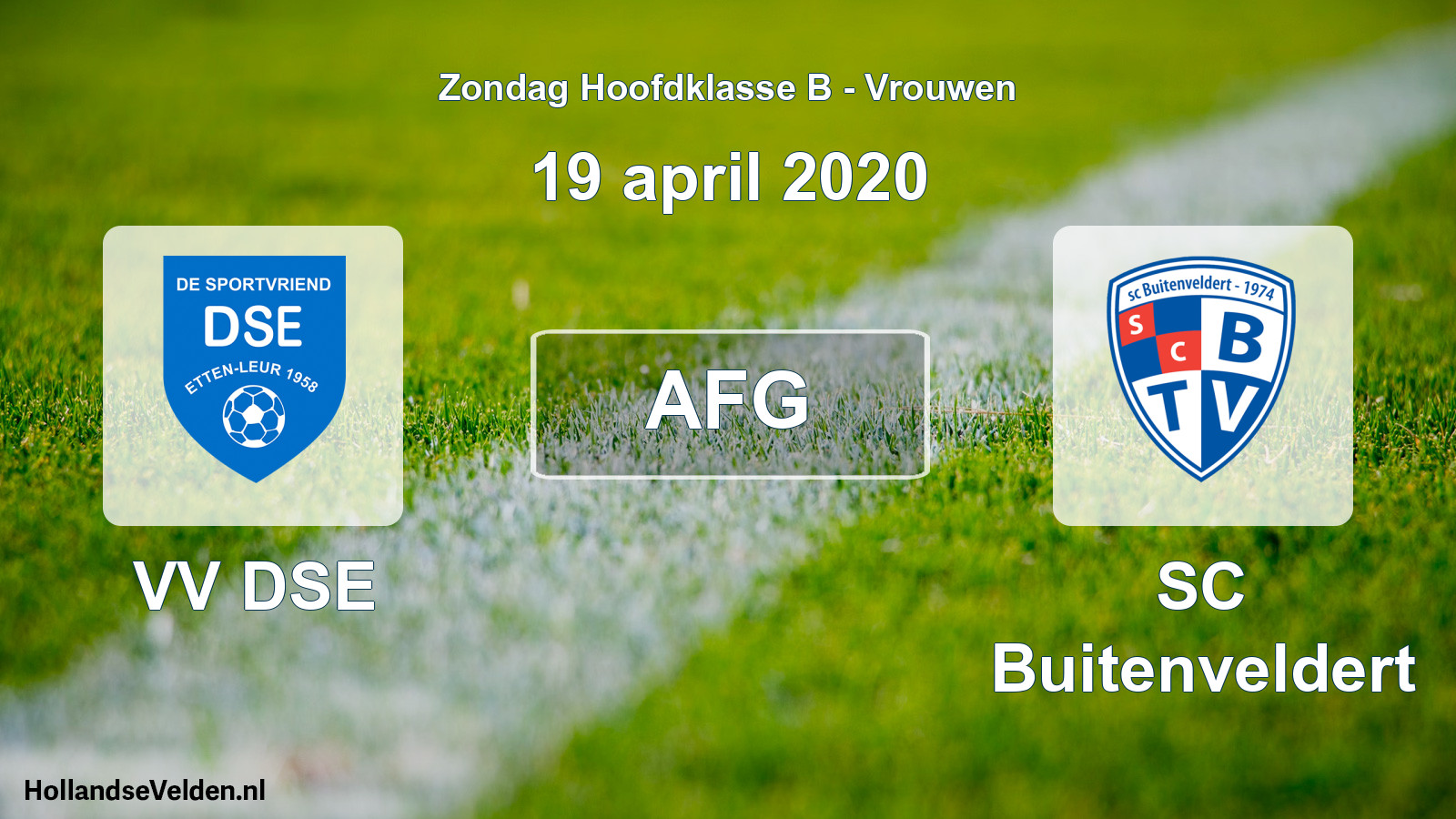 Geplande wedstrijd: VV DSE - SC Buitenveldert (19 april 2020)