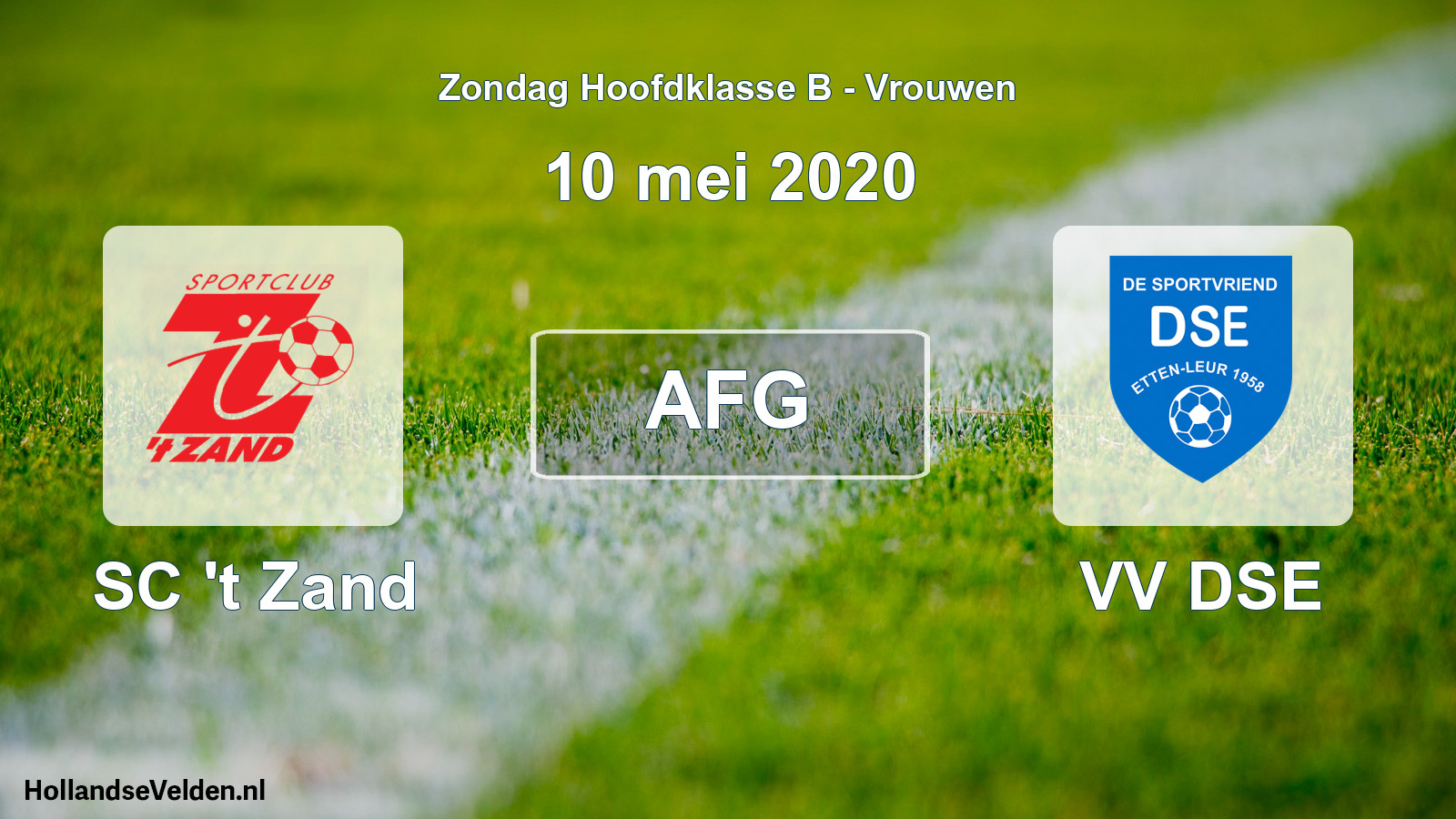 Geplande wedstrijd: SC 't Zand - VV DSE (10 mei 2020)