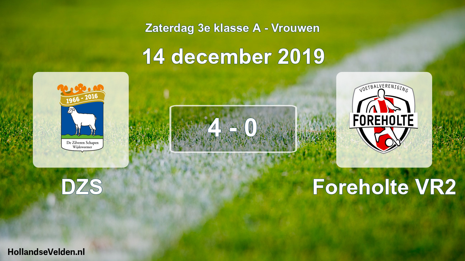 Gespeelde wedstrijd: DZS - Foreholte VR2 4 - 0 (14 december 2019)