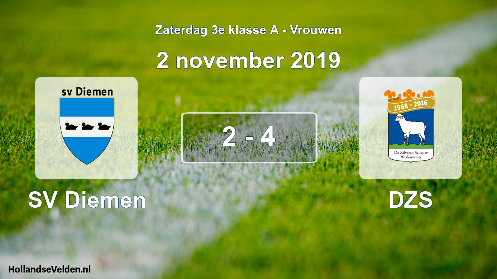 Total number of matches played: SV Diemen - DZS 2 - 4 (2 November 2019)