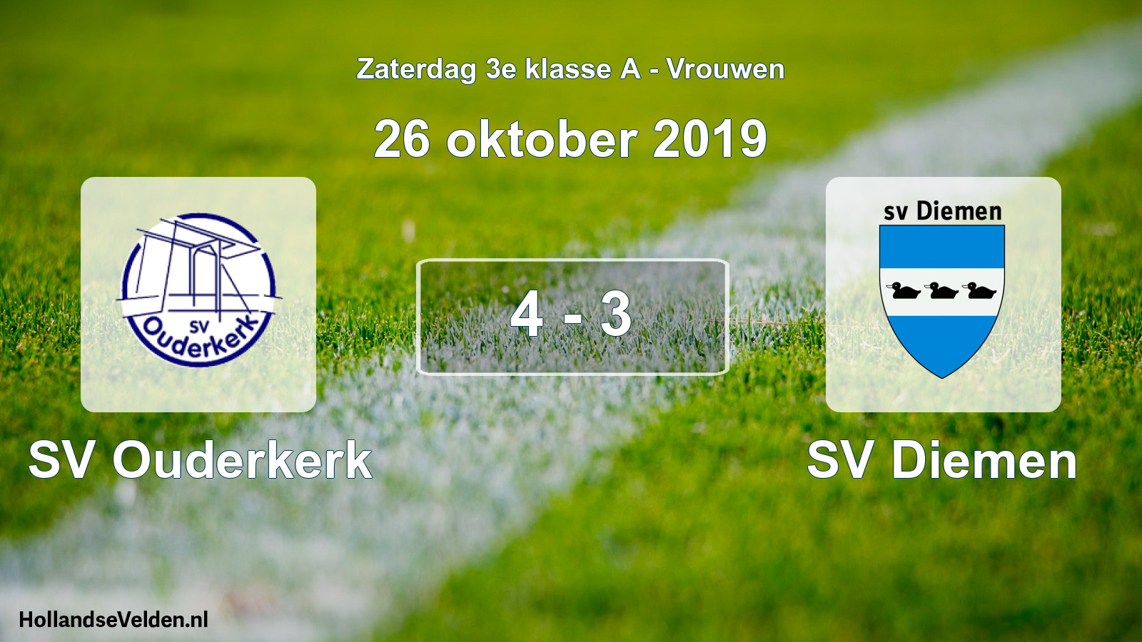 Gespeelde wedstrijd: SV Ouderkerk - SV Diemen 4 - 3 (26 oktober 2019)