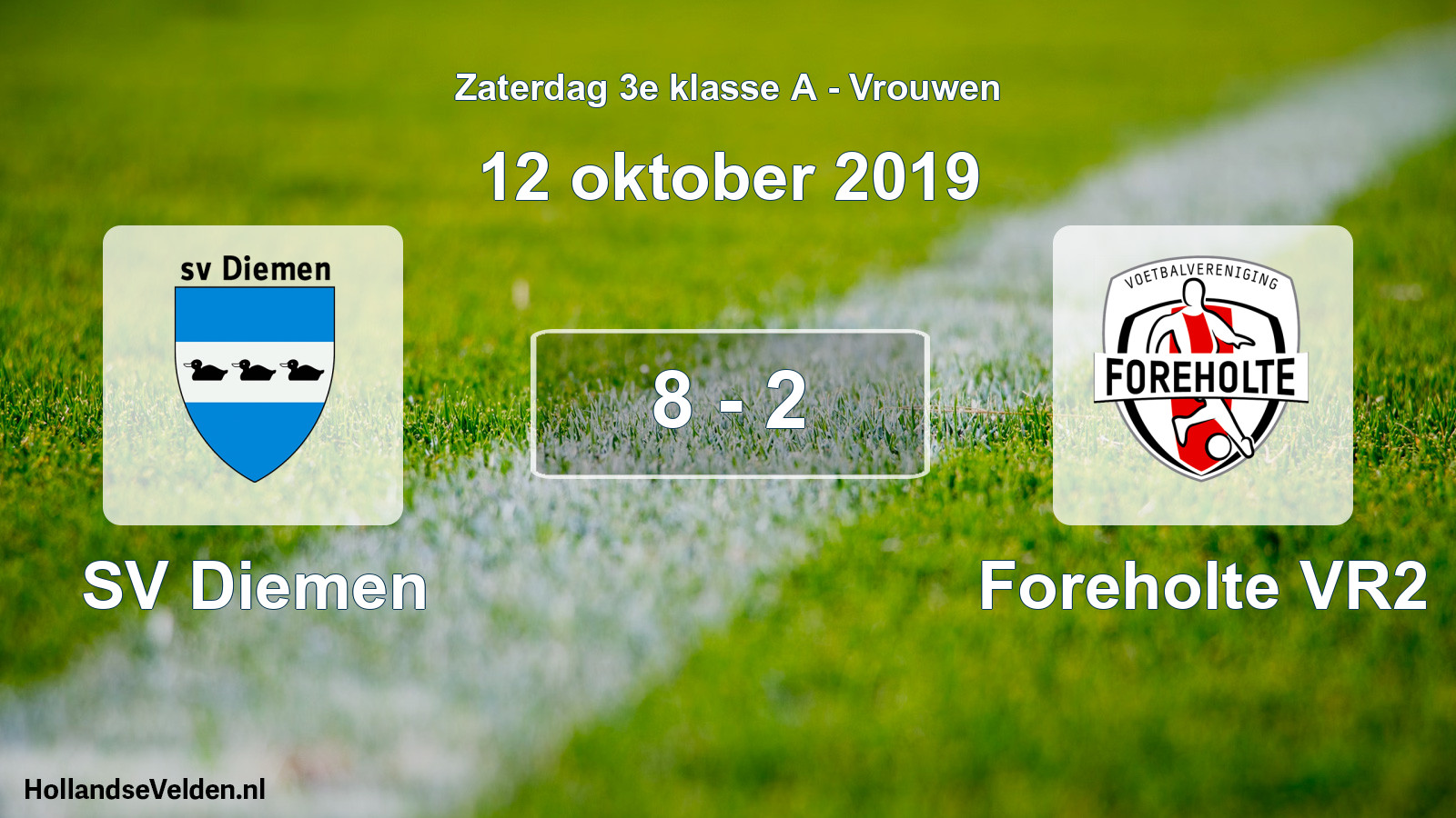 Gespeelde wedstrijd: SV Diemen - Foreholte VR2 8 - 2 (12 oktober 2019)