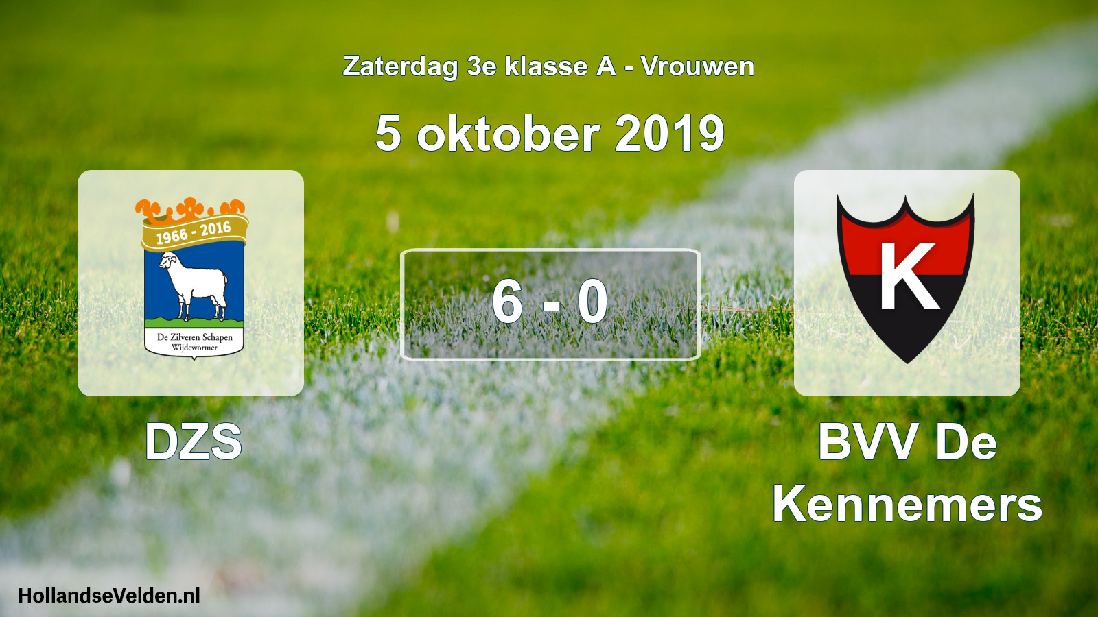 Gespeelde wedstrijd: DZS - BVV De Kennemers 6 - 0 (5 oktober 2019)