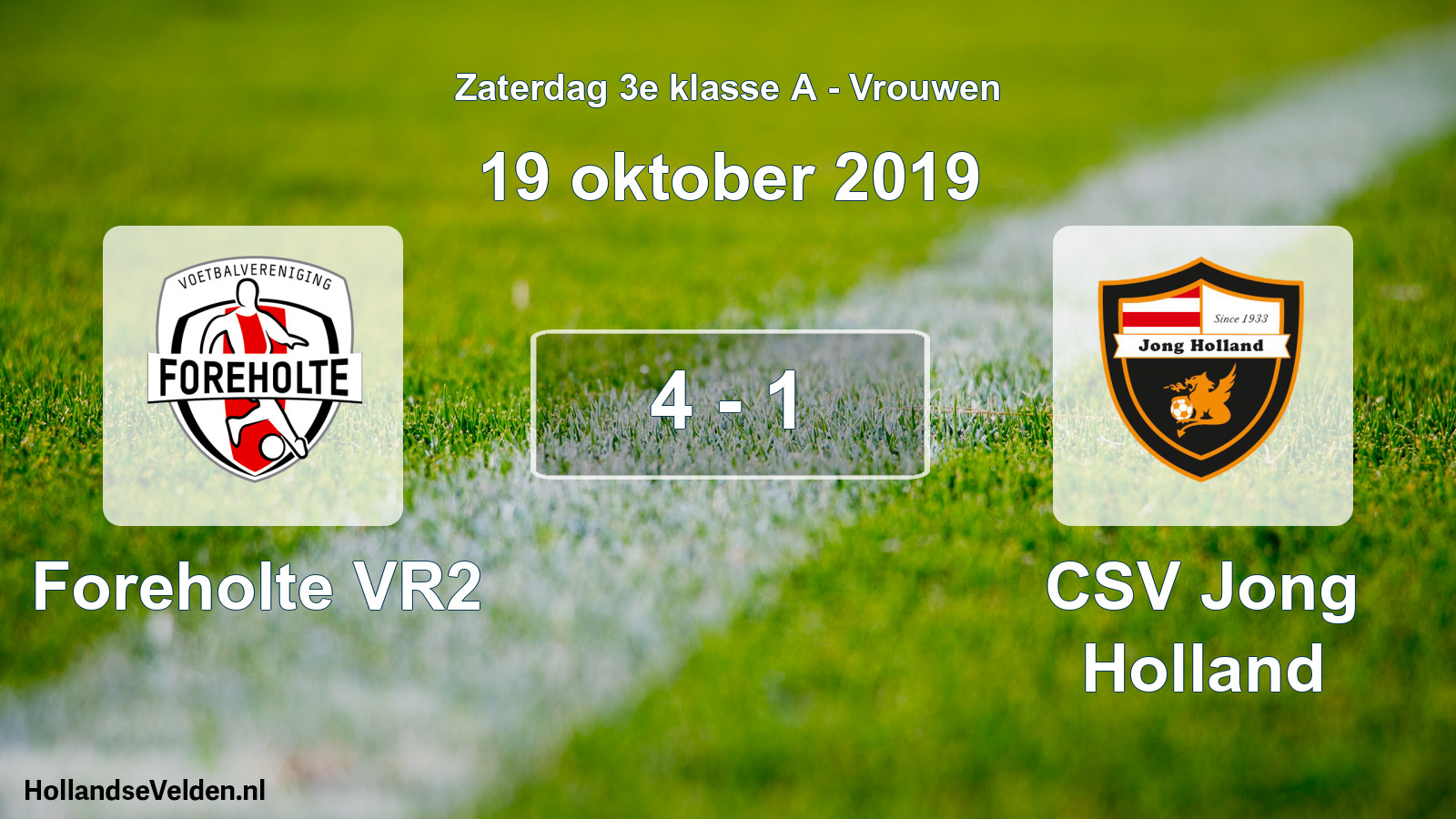 Gespeelde wedstrijd: Foreholte VR2 - CSV Jong Holland 4 - 1 (19 oktober 2019)