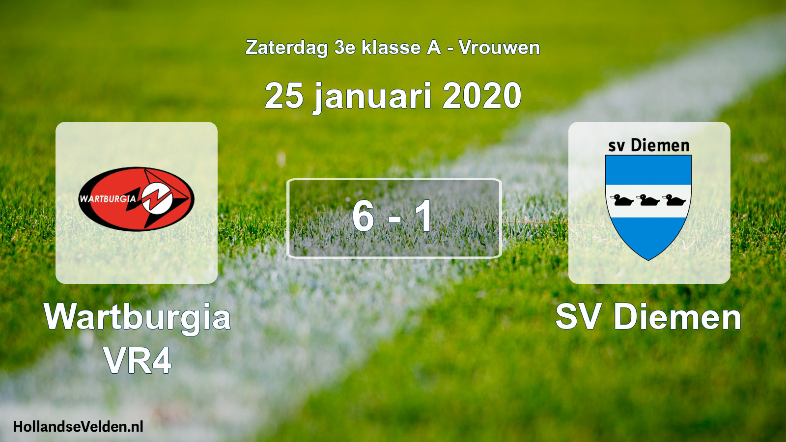 Total number of matches played: Wartburgia VR4 - SV Diemen 6 - 1 (25 January 2020)