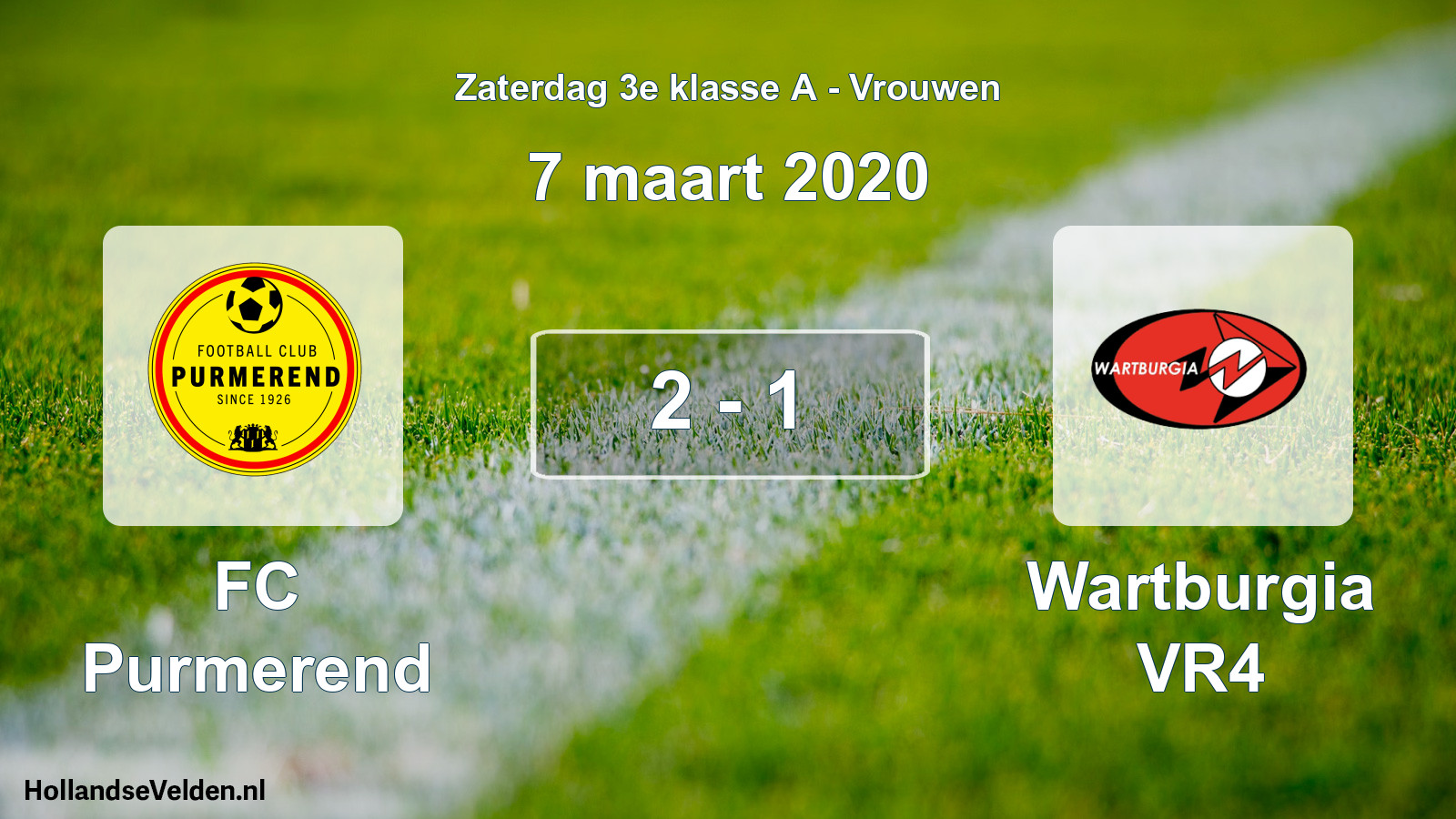Gespeelde wedstrijd: FC Purmerend - Wartburgia VR4 2 - 1 (7 maart 2020)