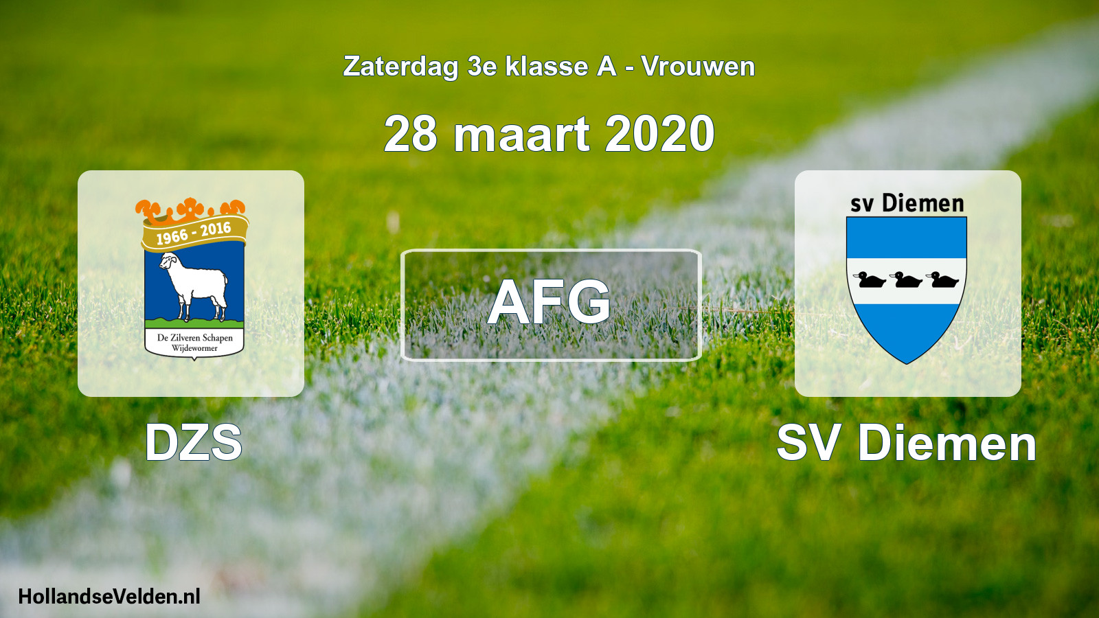 Geplande wedstrijd: DZS - SV Diemen (28 maart 2020)