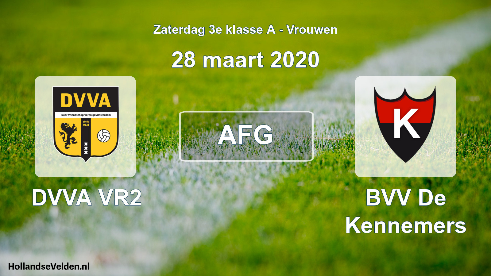 Geplande wedstrijd: DVVA VR2 - BVV De Kennemers (28 maart 2020)
