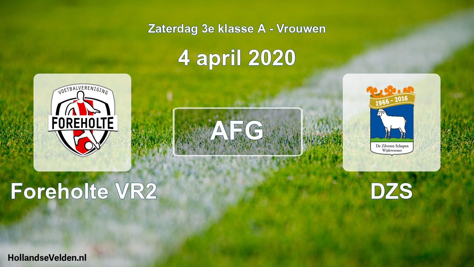 Geplande wedstrijd: Foreholte VR2 - DZS (4 april 2020)