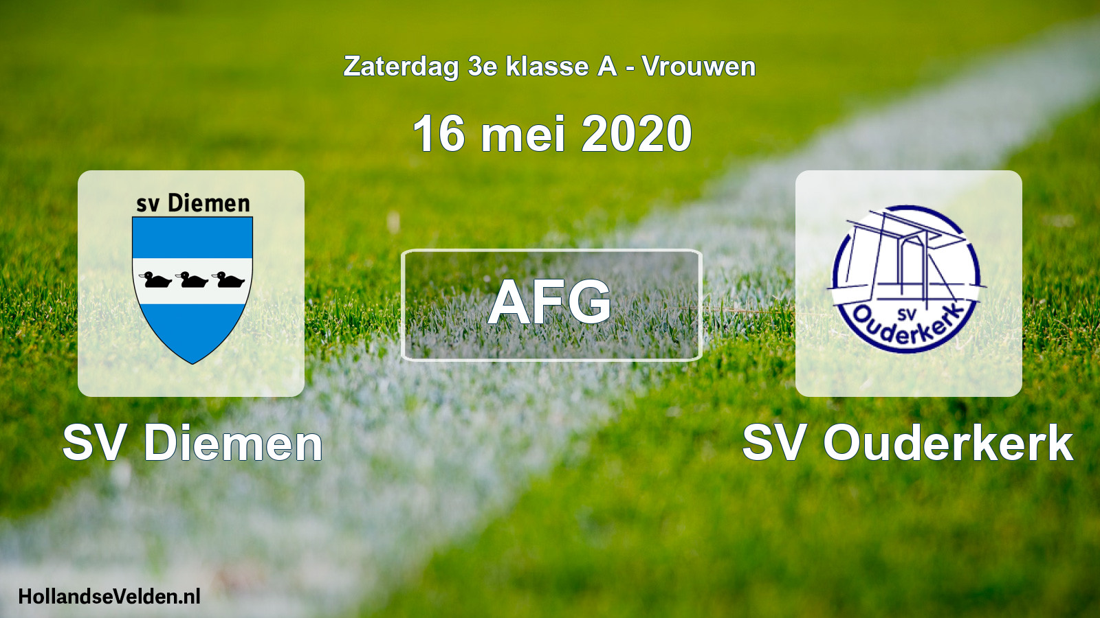 Geplande wedstrijd: SV Diemen - SV Ouderkerk (16 mei 2020)