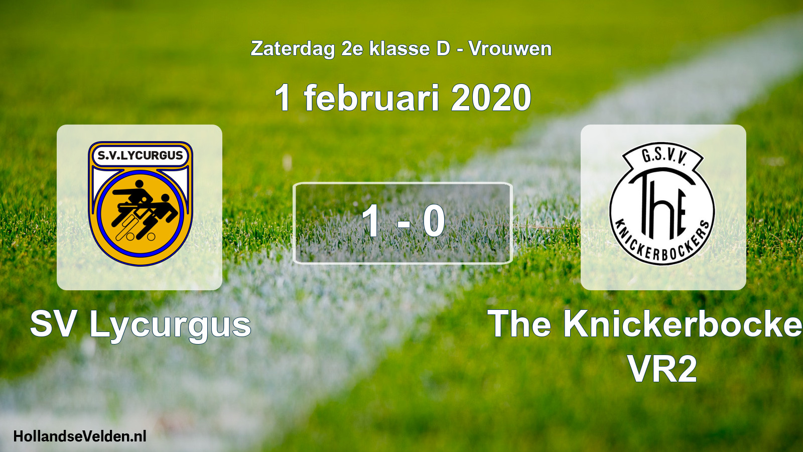 Total number of matches played: SV Lycurgus - The Knickerbockers VR2 1 - 0 (1 February 2020)