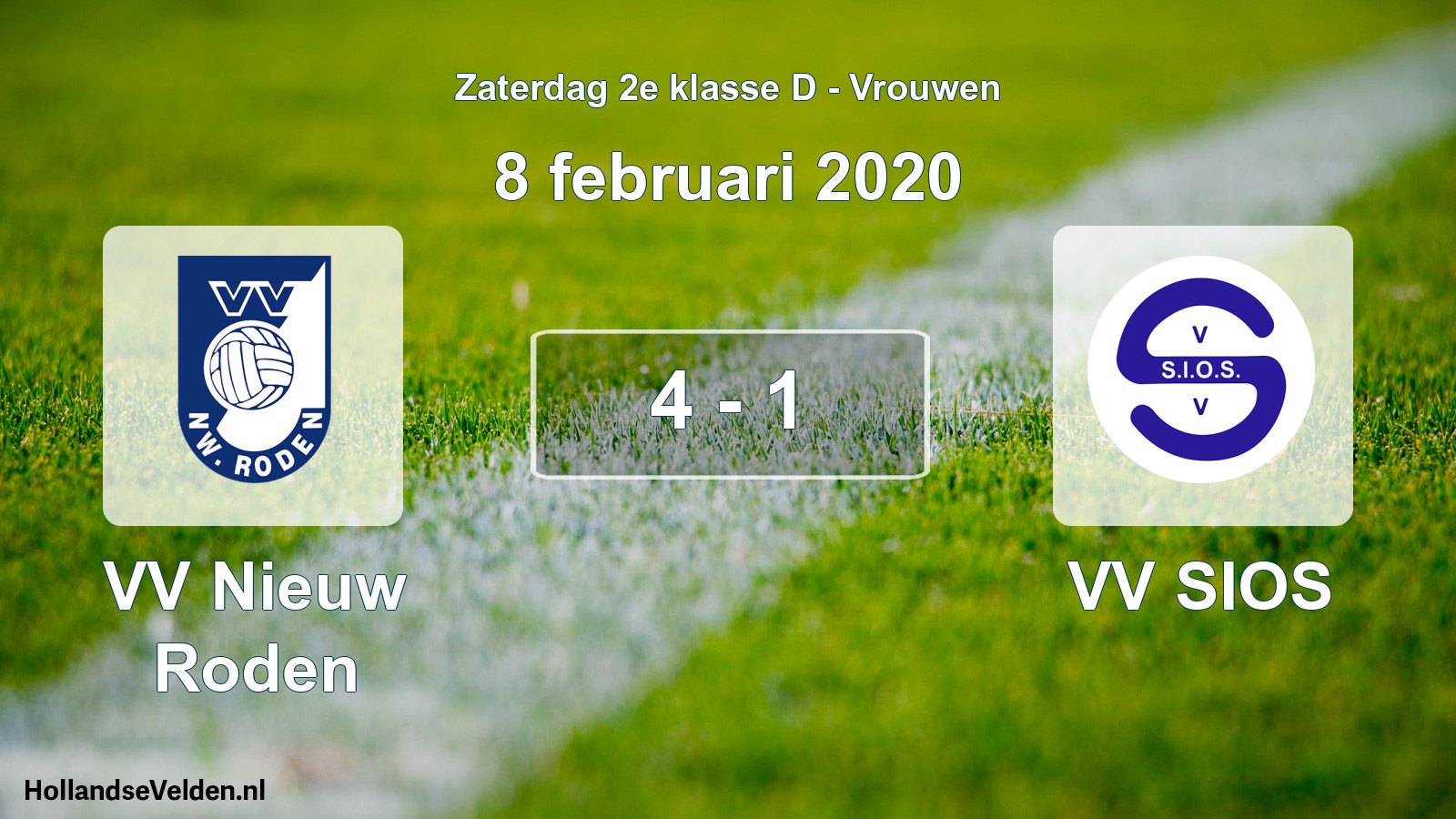 Total number of matches played: VV Nieuw Roden - VV SIOS 4 - 1 (8 February 2020)