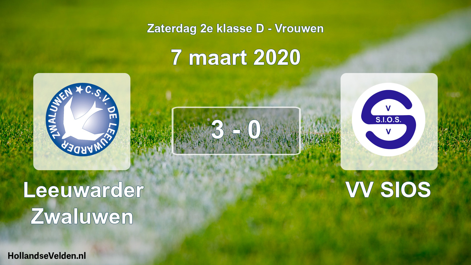 Total number of matches played: Leeuwarder Zwaluwen - VV SIOS 3 - 0 (7 March 2020)