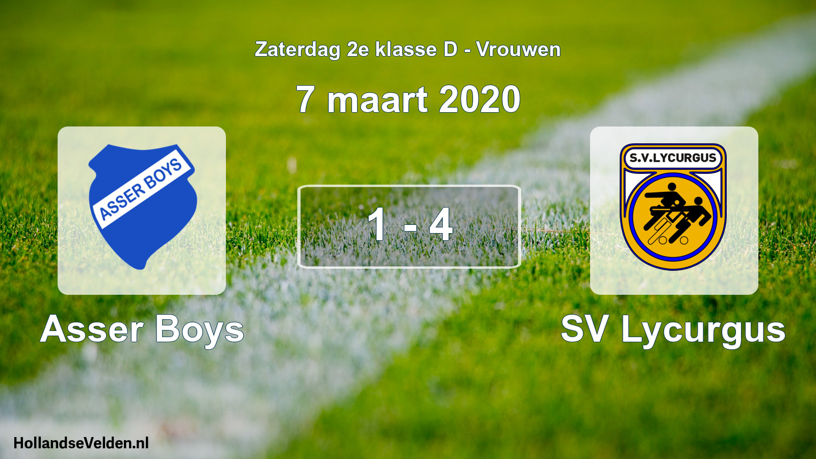 Total number of matches played: Asser Boys - SV Lycurgus 1 - 4 (7 March 2020)
