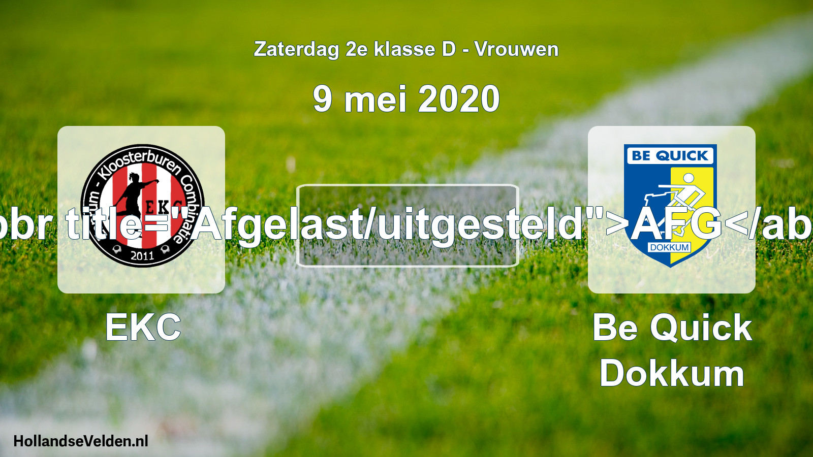 Scheduled Match: EKC - Be Quick Dokkum (9 May 2020)
