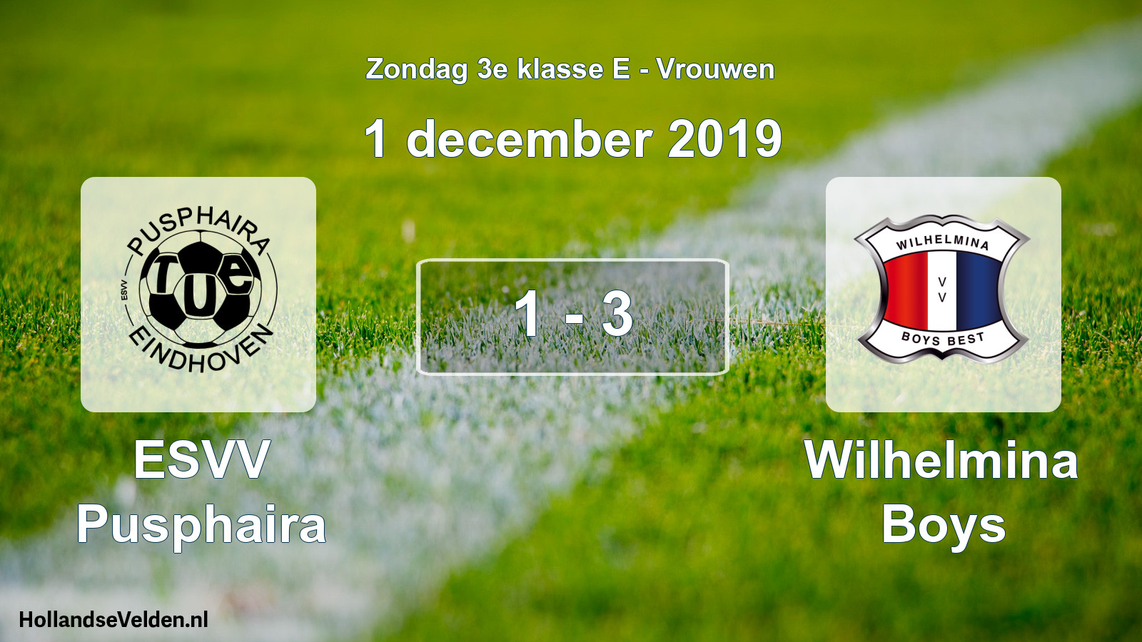 Gespeelde wedstrijd: ESVV Pusphaira - Wilhelmina Boys 1 - 3 (1 december 2019)