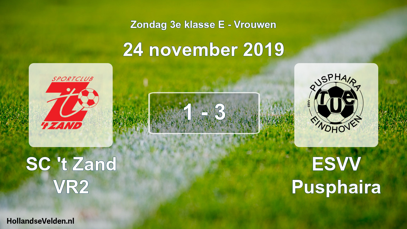 Gespeelde wedstrijd: SC 't Zand VR2 - ESVV Pusphaira 1 - 3 (24 november 2019)