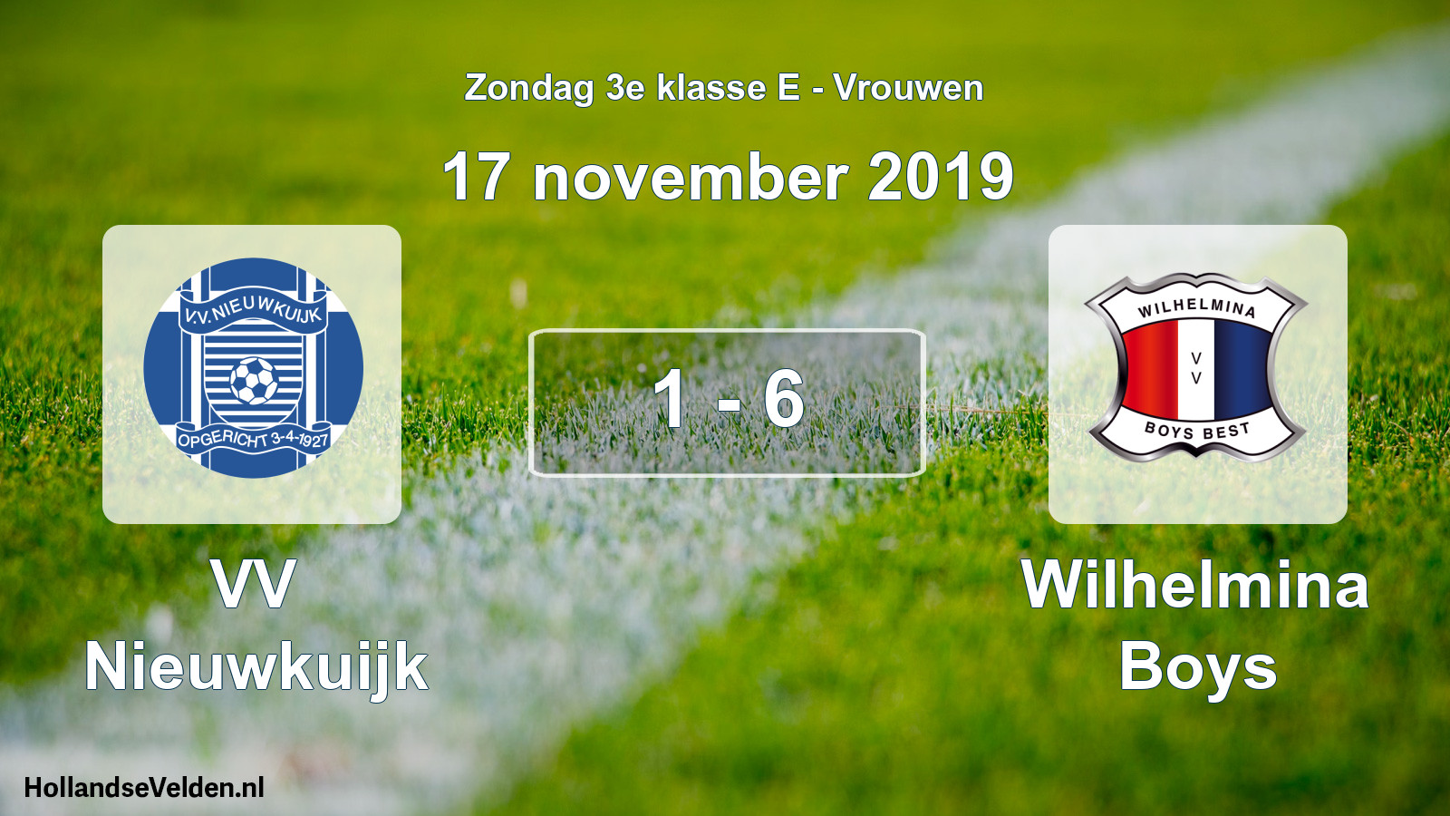 Gespeelde wedstrijd: VV Nieuwkuijk - Wilhelmina Boys 1 - 6 (17 november 2019)