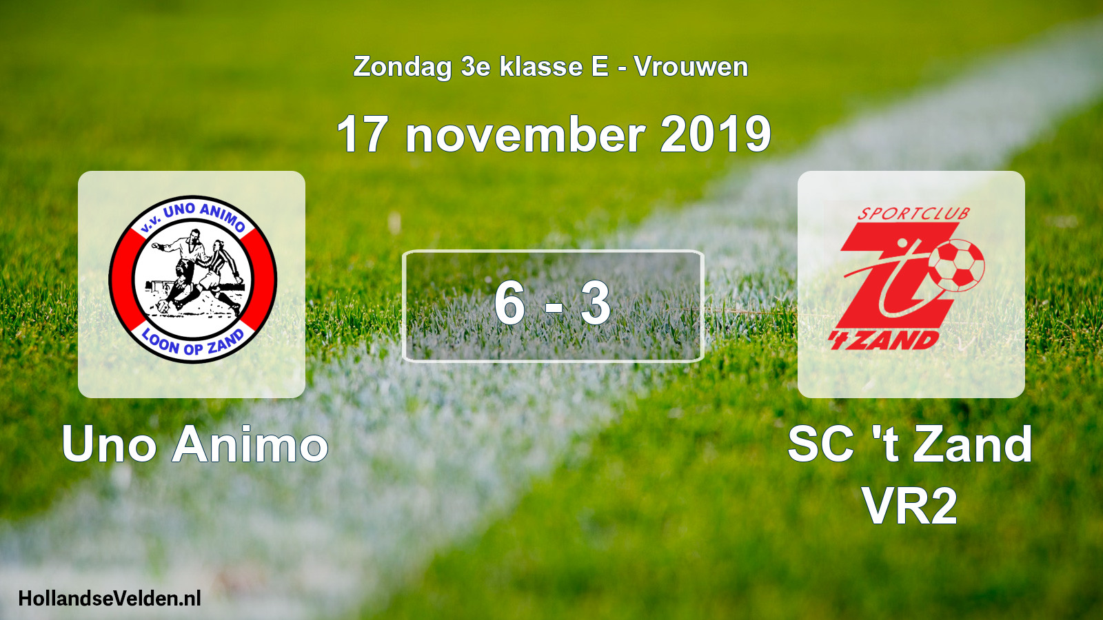 Total number of matches played: Uno Animo - SC 't Zand VR2 6 - 3 (17 November 2019)