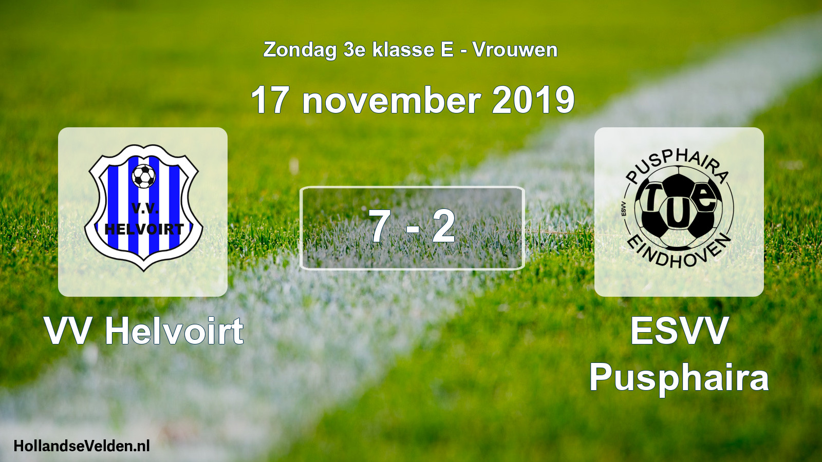 Gespeelde wedstrijd: VV Helvoirt - ESVV Pusphaira 7 - 2 (17 november 2019)