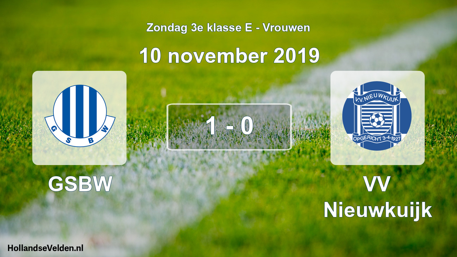 Gespeelde wedstrijd: GSBW - VV Nieuwkuijk 1 - 0 (10 november 2019)