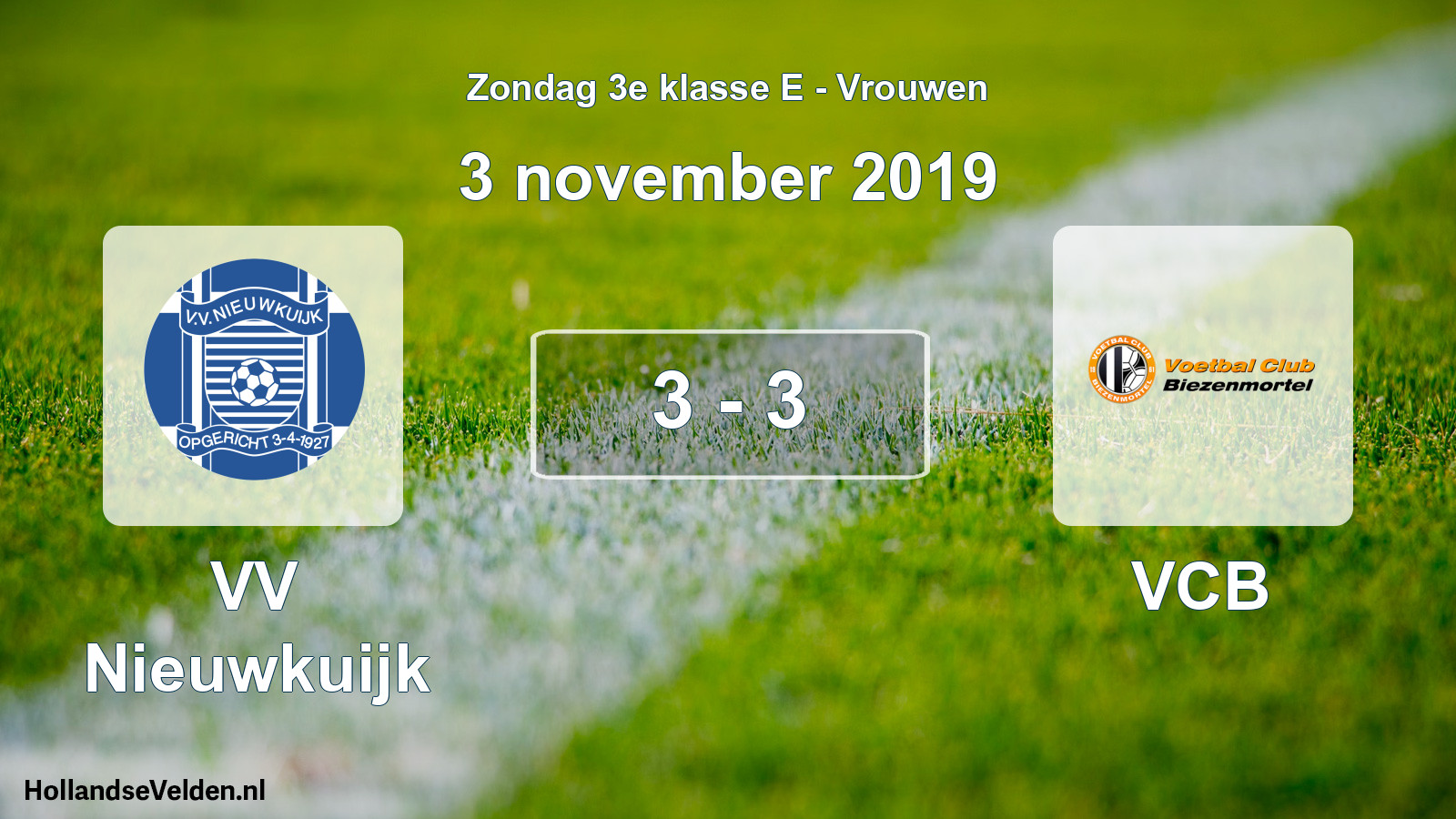 Gespeelde wedstrijd: VV Nieuwkuijk - VCB 3 - 3 (3 november 2019)
