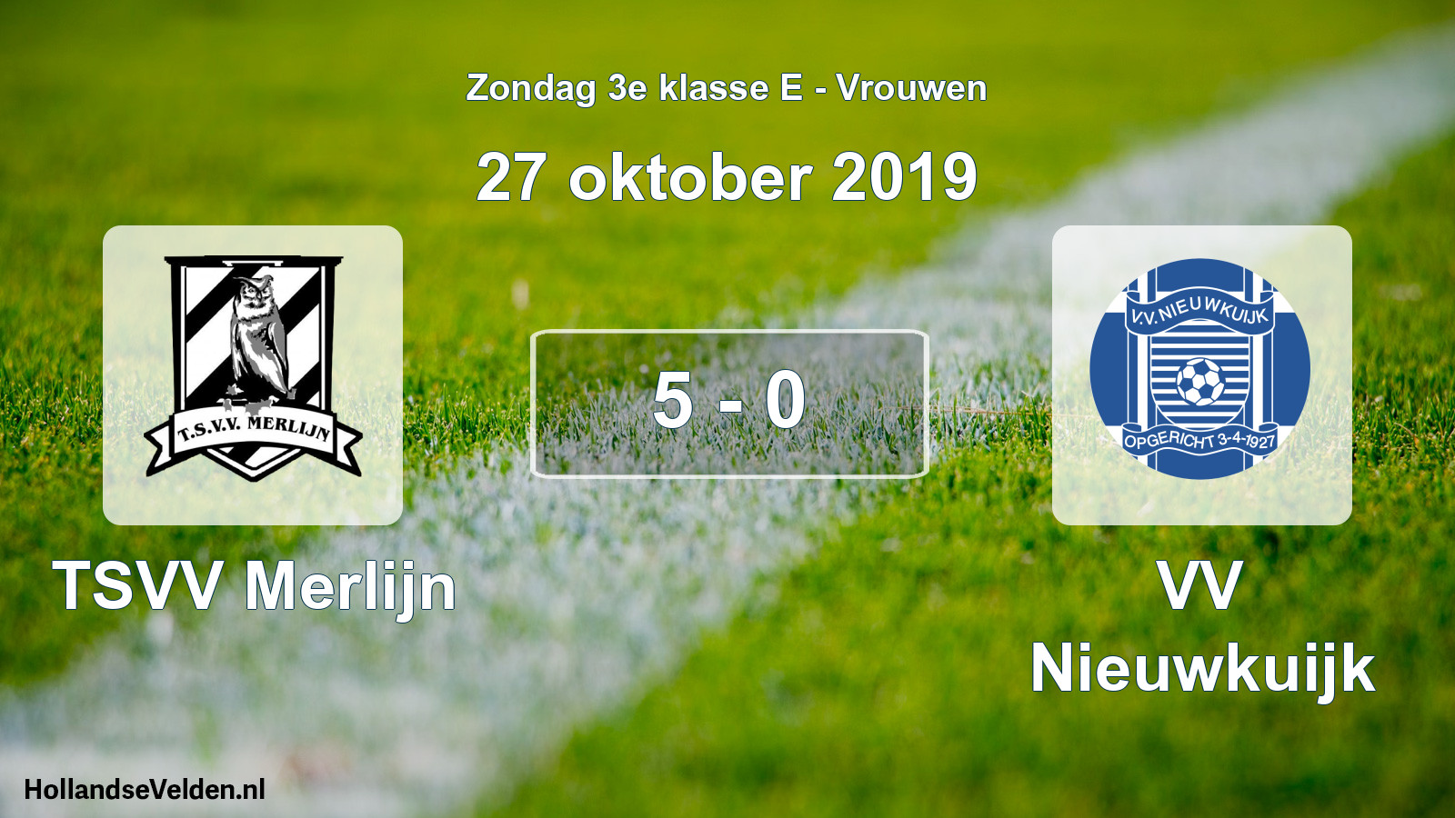 Gespeelde wedstrijd: TSVV Merlijn - VV Nieuwkuijk 5 - 0 (27 oktober 2019)