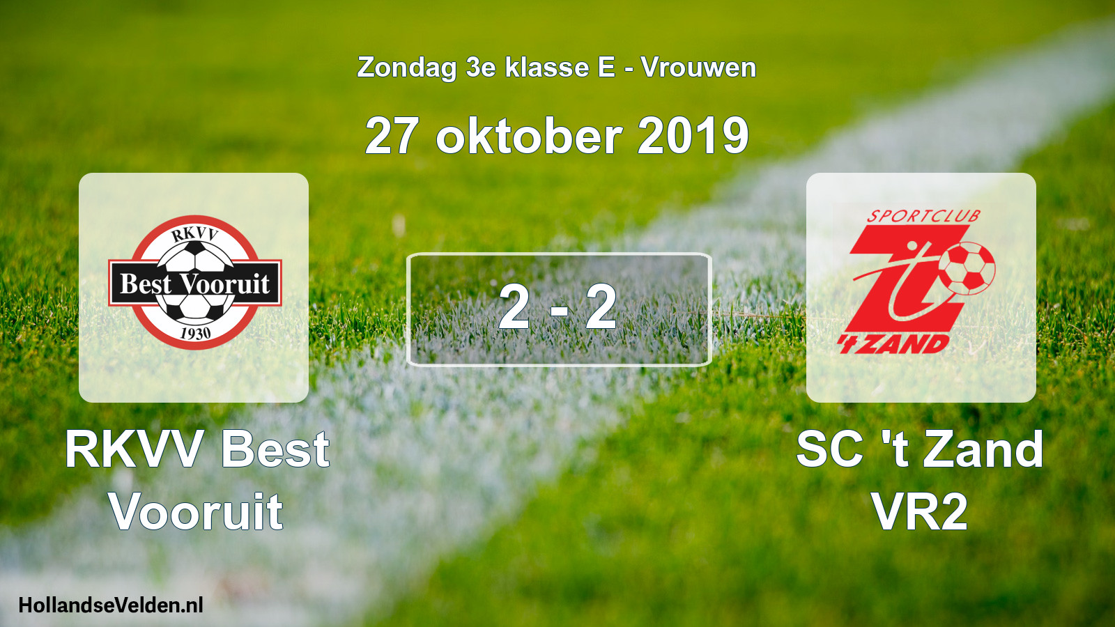 Gespeelde wedstrijd: RKVV Best Vooruit - SC 't Zand VR2 2 - 2 (27 oktober 2019)