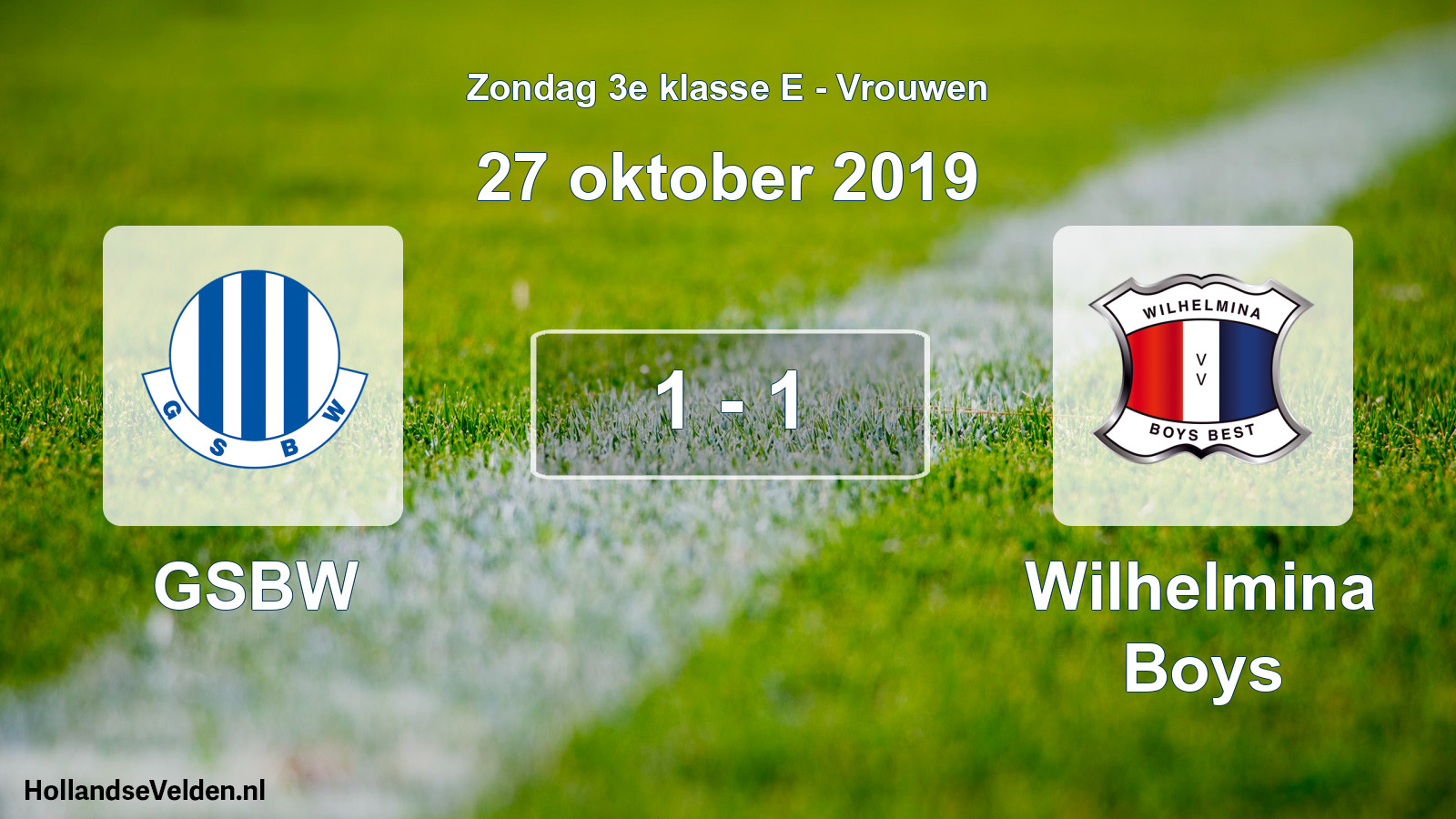 Gespeelde wedstrijd: GSBW - Wilhelmina Boys 1 - 1 (27 oktober 2019)