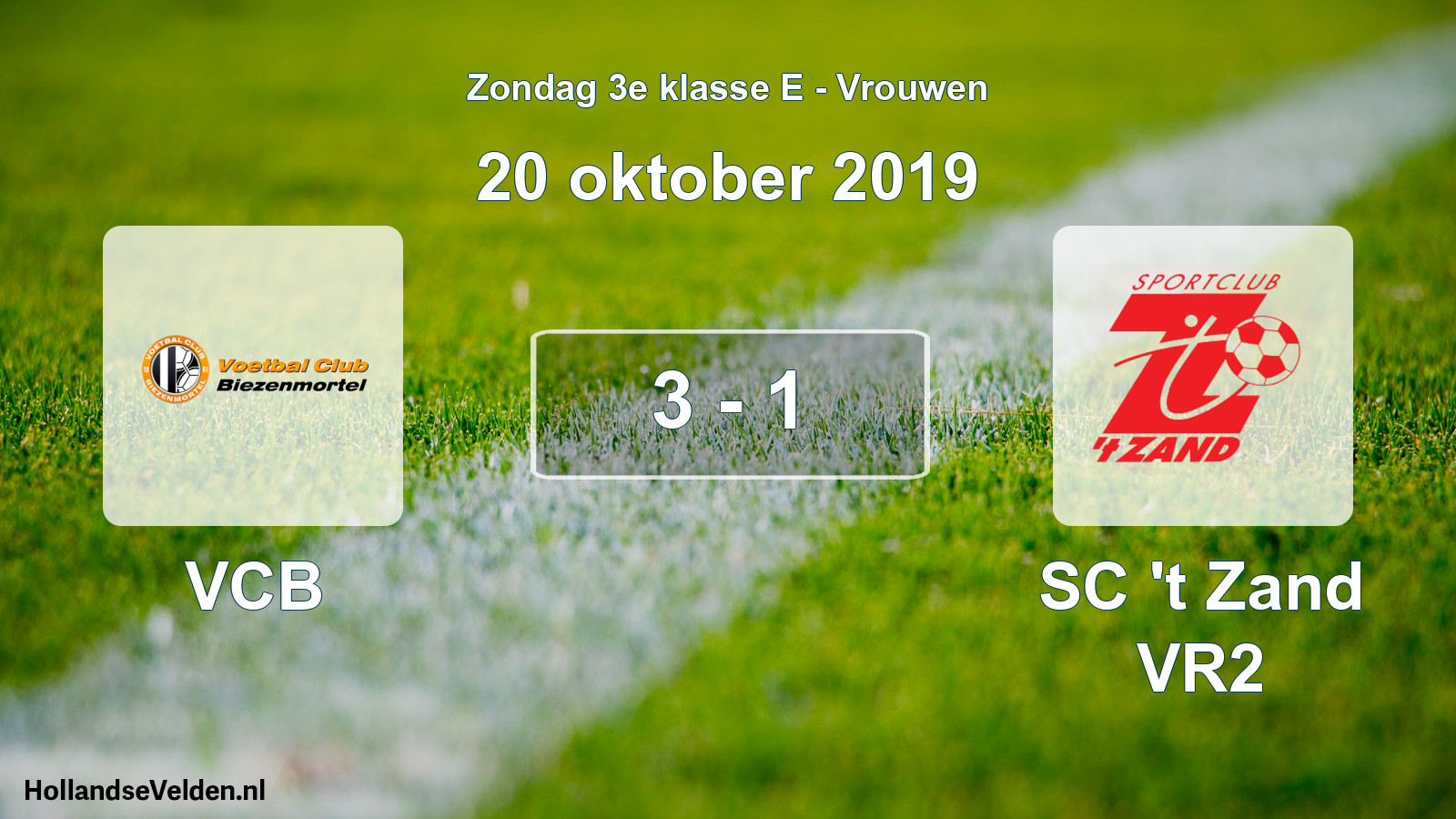 Gespeelde wedstrijd: VCB - SC 't Zand VR2 3 - 1 (20 oktober 2019)
