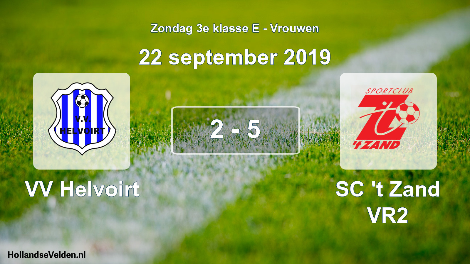 Gespeelde wedstrijd: VV Helvoirt - SC 't Zand VR2 2 - 5 (22 september 2019)