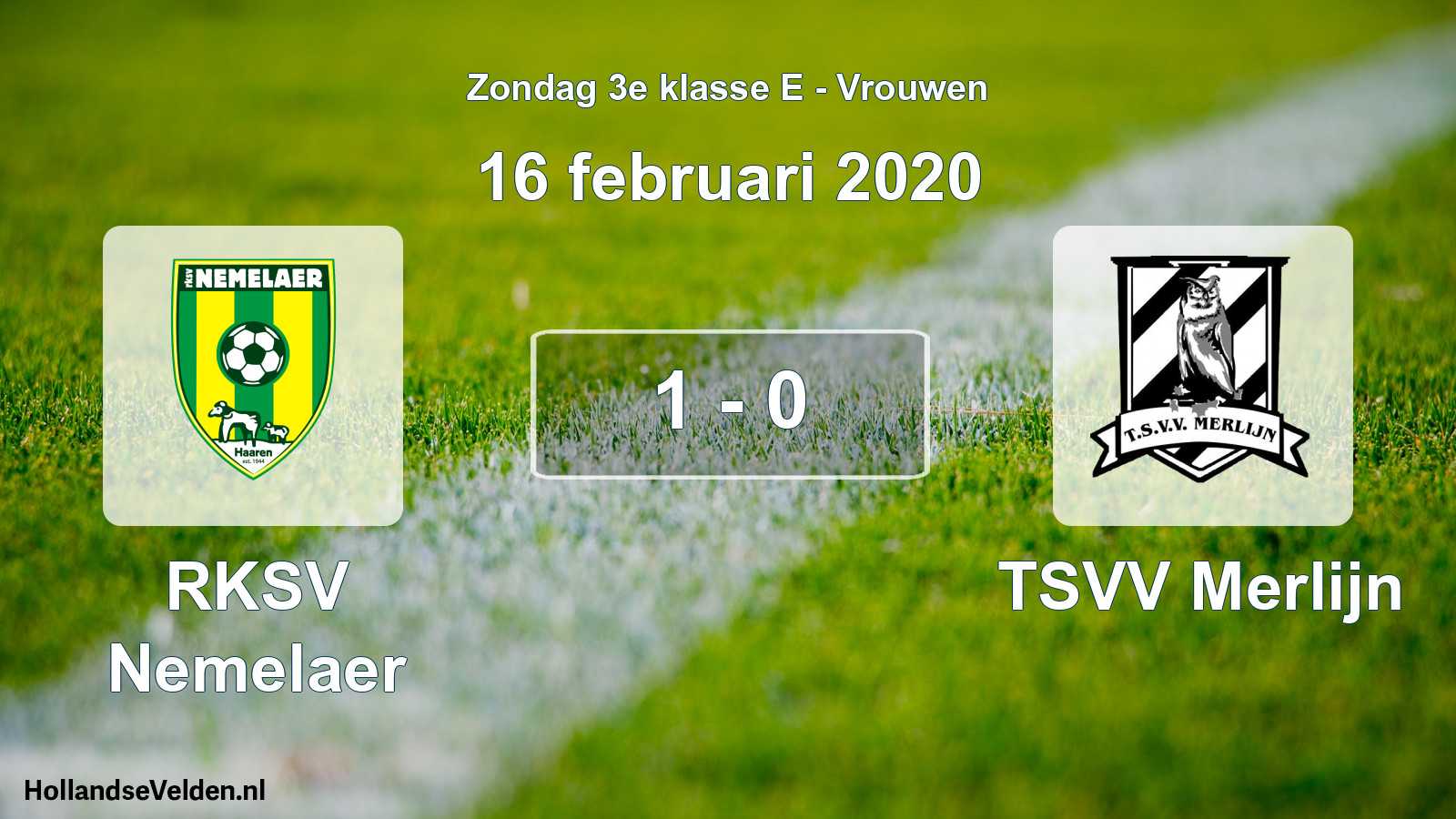 Gespeelde wedstrijd: RKSV Nemelaer - TSVV Merlijn 1 - 0 (16 februari 2020)