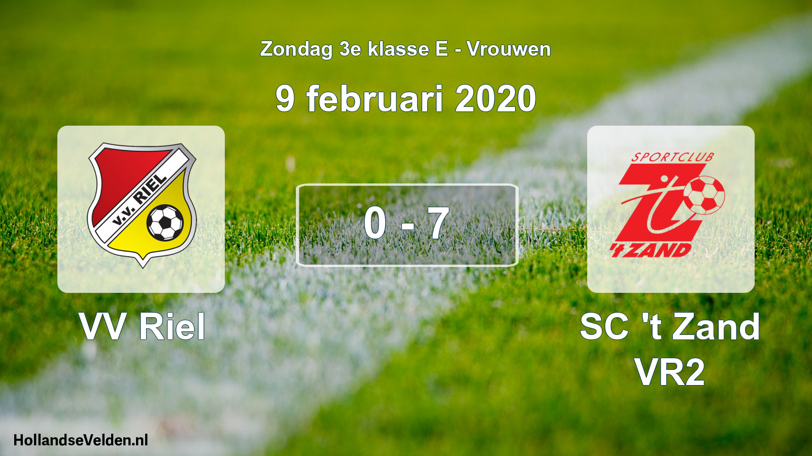 Gespeelde wedstrijd: VV Riel - SC 't Zand VR2 0 - 7 (9 februari 2020)