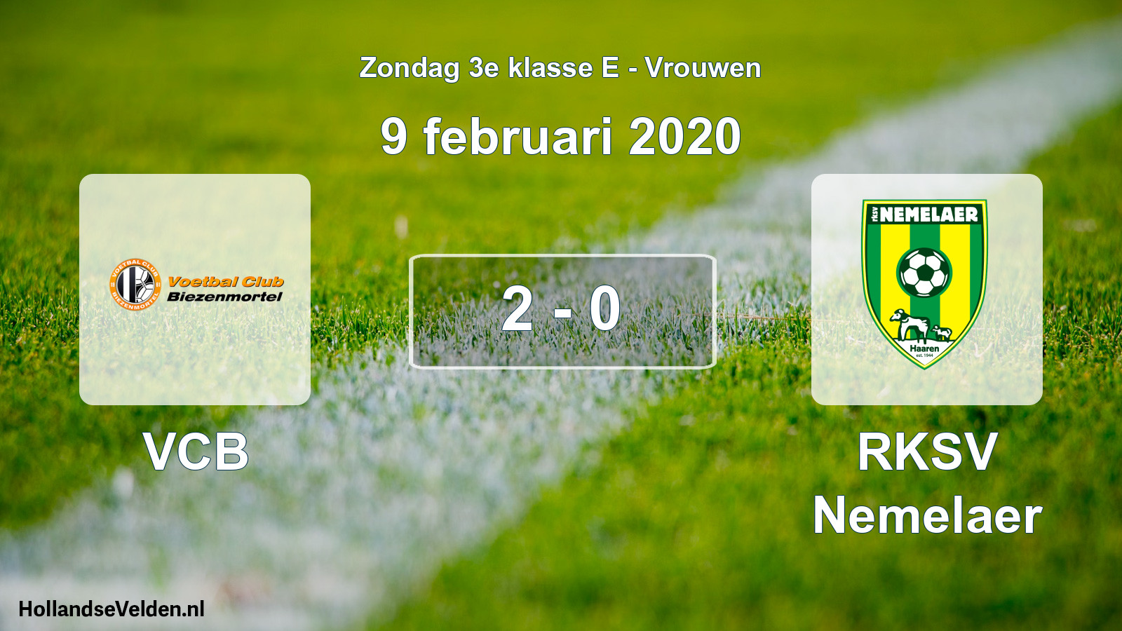 Gespeelde wedstrijd: VCB - RKSV Nemelaer 2 - 0 (9 februari 2020)