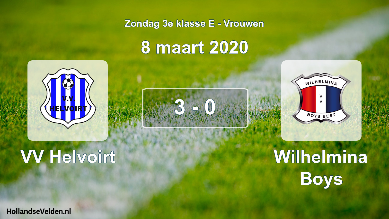 Gespeelde wedstrijd: VV Helvoirt - Wilhelmina Boys 3 - 0 (8 maart 2020)
