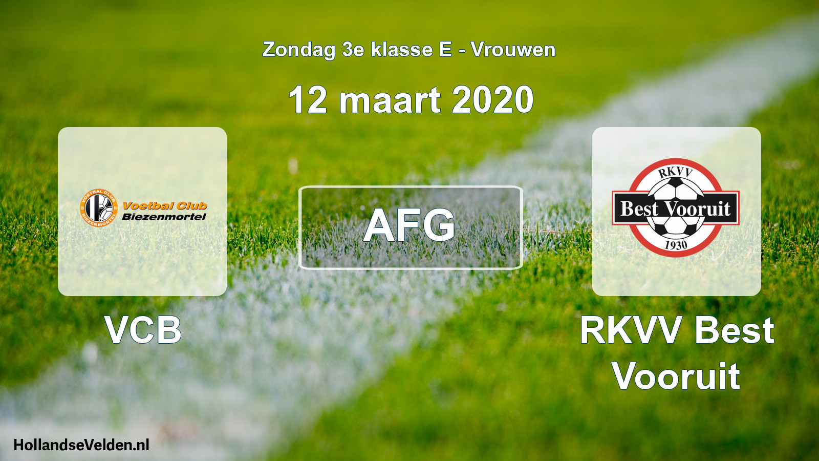 Geplande wedstrijd: VCB - RKVV Best Vooruit (12 maart 2020)