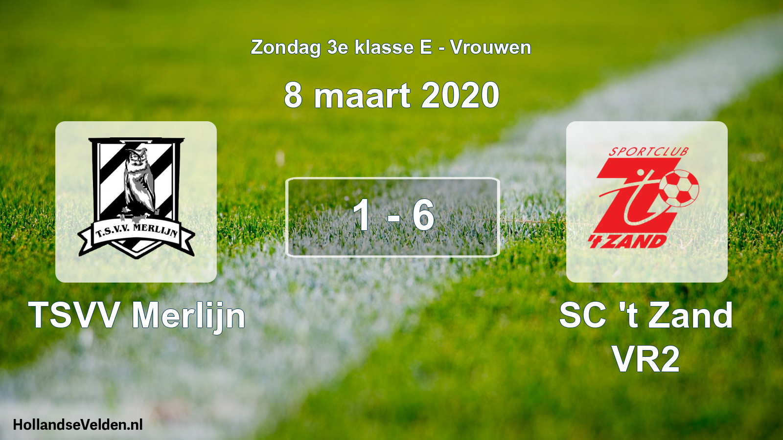 Total number of matches played: TSVV Merlijn - SC 't Zand VR2 1 - 6 (8 March 2020)