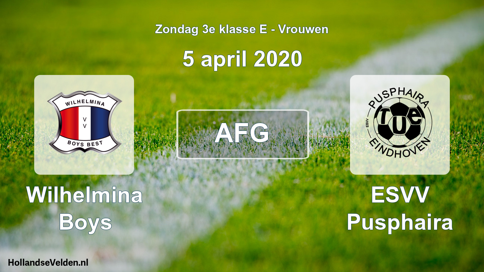 Geplande wedstrijd: Wilhelmina Boys - ESVV Pusphaira (5 april 2020)