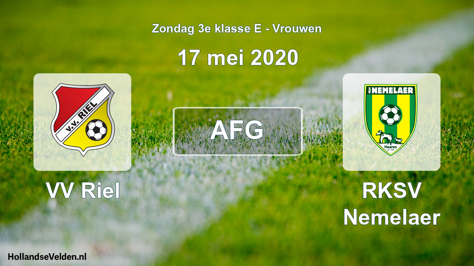 Geplande wedstrijd: VV Riel - RKSV Nemelaer (17 mei 2020)