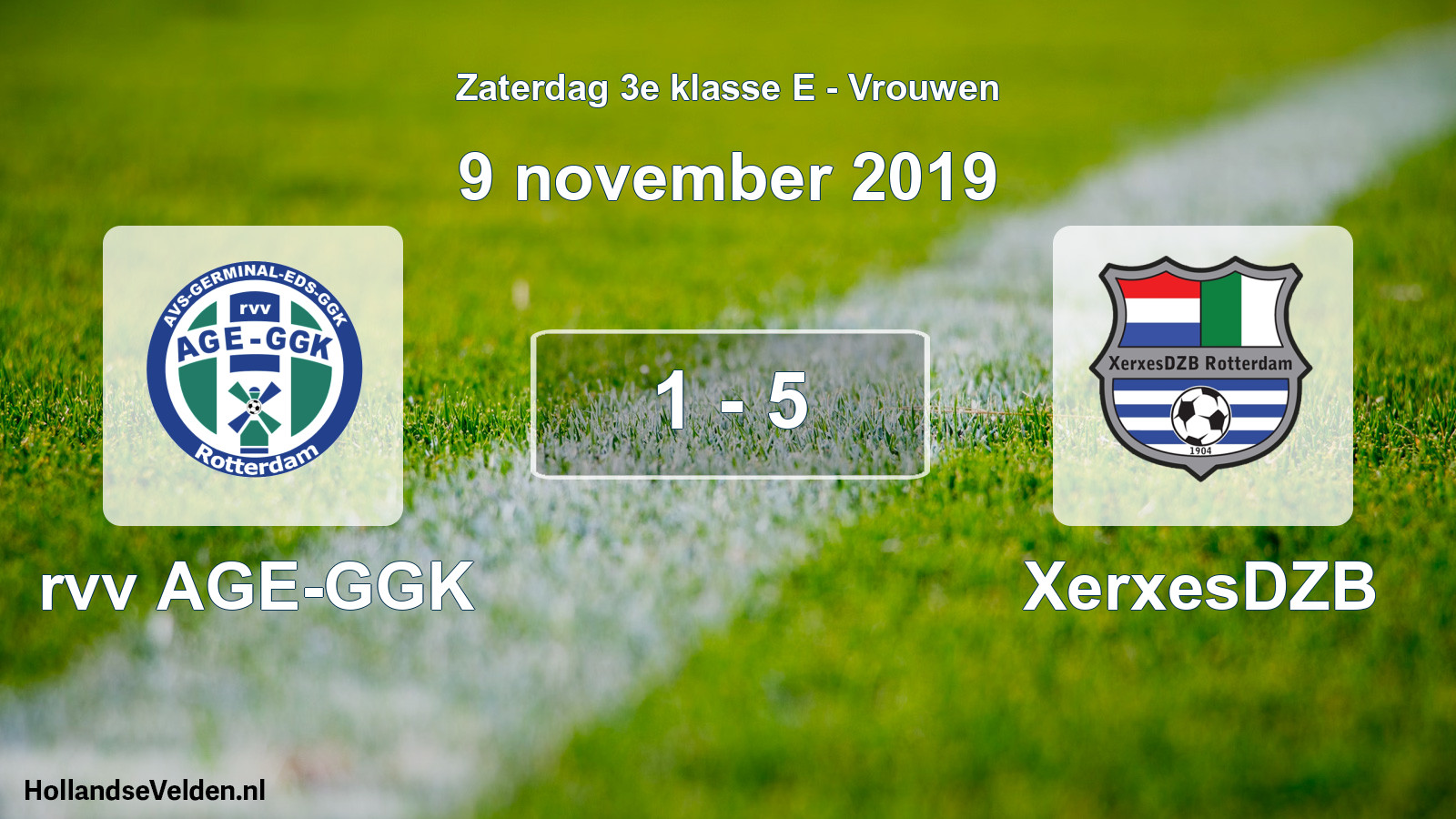Total number of matches played: rvv AGE-GGK - XerxesDZB 1 - 5 (9 November 2019)
