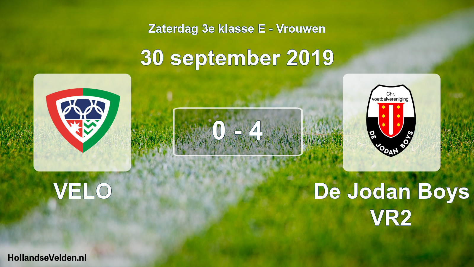 Total number of matches played: VELO - De Jodan Boys VR2 0 - 4 (30 September 2019)